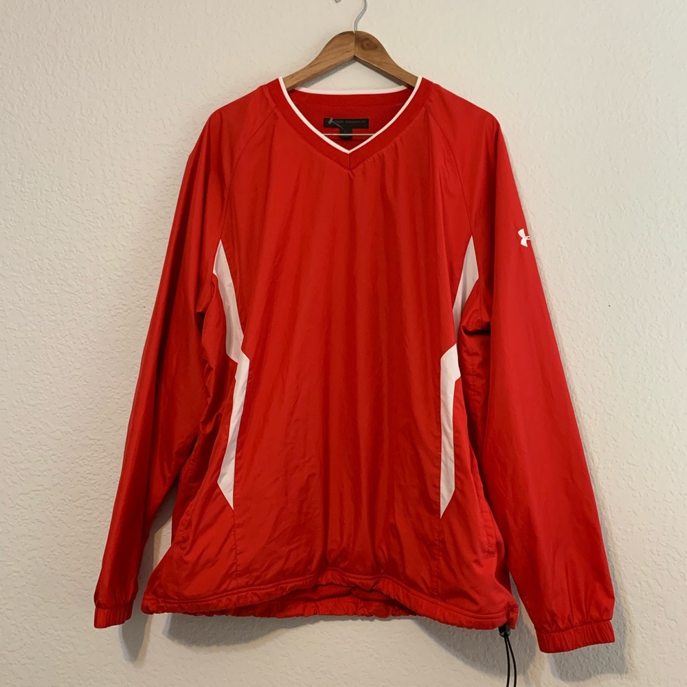 Men’s Under Armor Red V-Neck Baseball Jacket